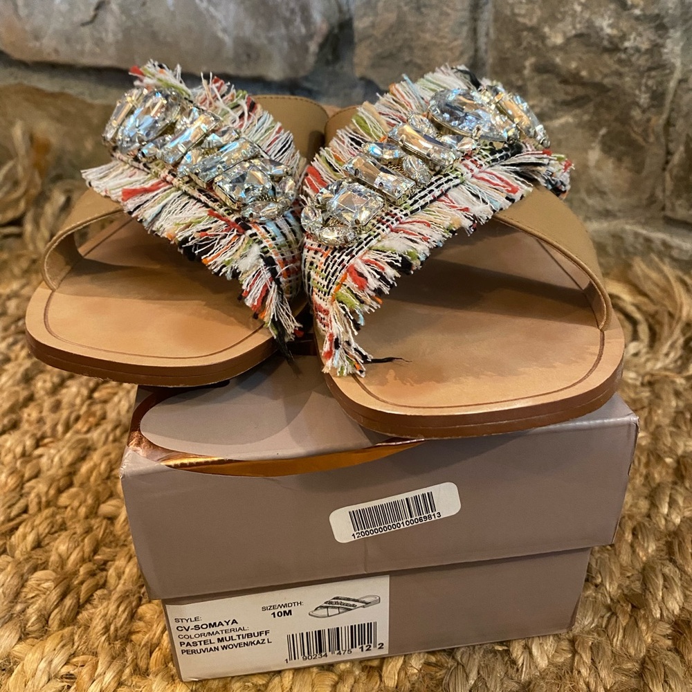 Crown Vintage Tan Embellished Sandals